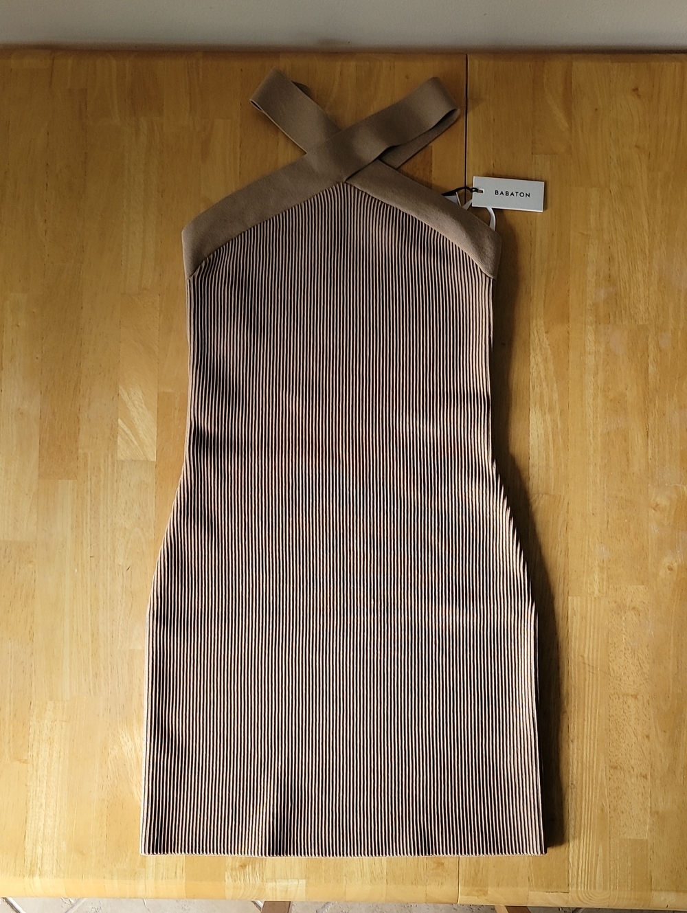 ARITZIA Babaton Sculpt Knit Criss Cross Ribbed Halter Sheath Dress - Picture 5 of 14